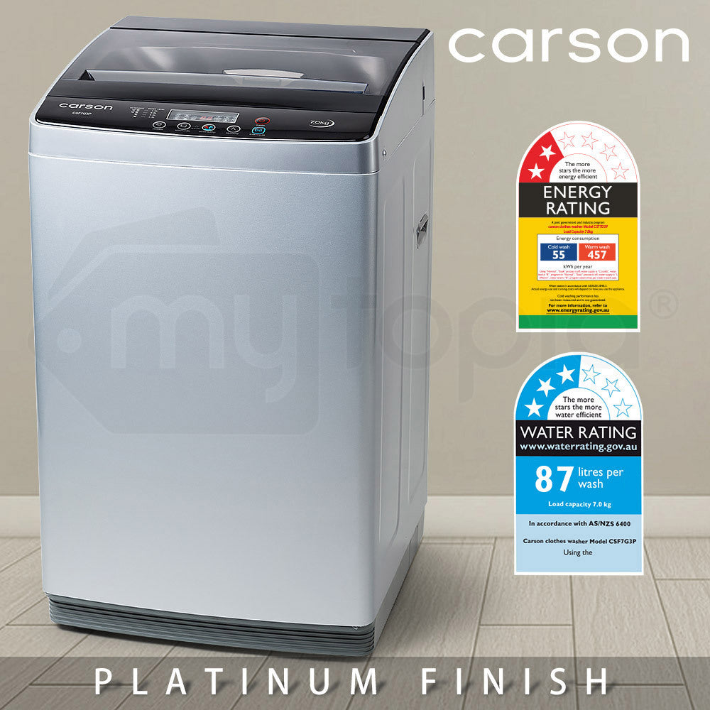 CARSON 7kg Top Load Washing Machine Home Laundry Clothes Washer Dry Wash Platinum