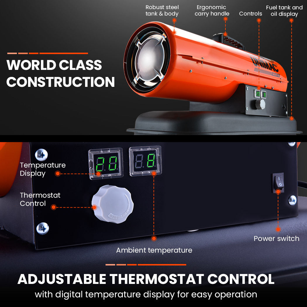 UNIMAC Industrial Space Heater Diesel Kerosene Blow Portable Outdoor Indoor Thermostat
