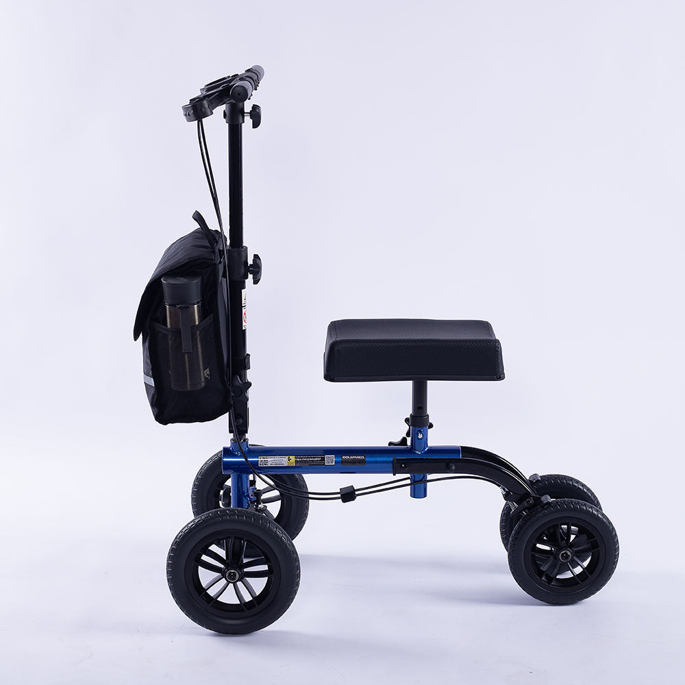 EQUIPMED Foldable Knee Walker Scooter, Bag, Dual Brakes, Blue