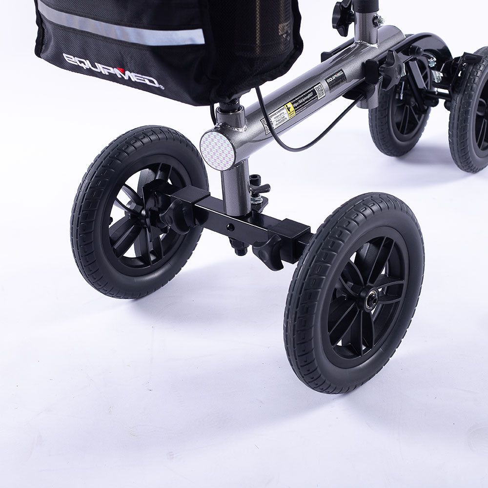 EQUIPMED Foldable Knee Walker Scooter, Bag, Dual Brakes, Titanium Style