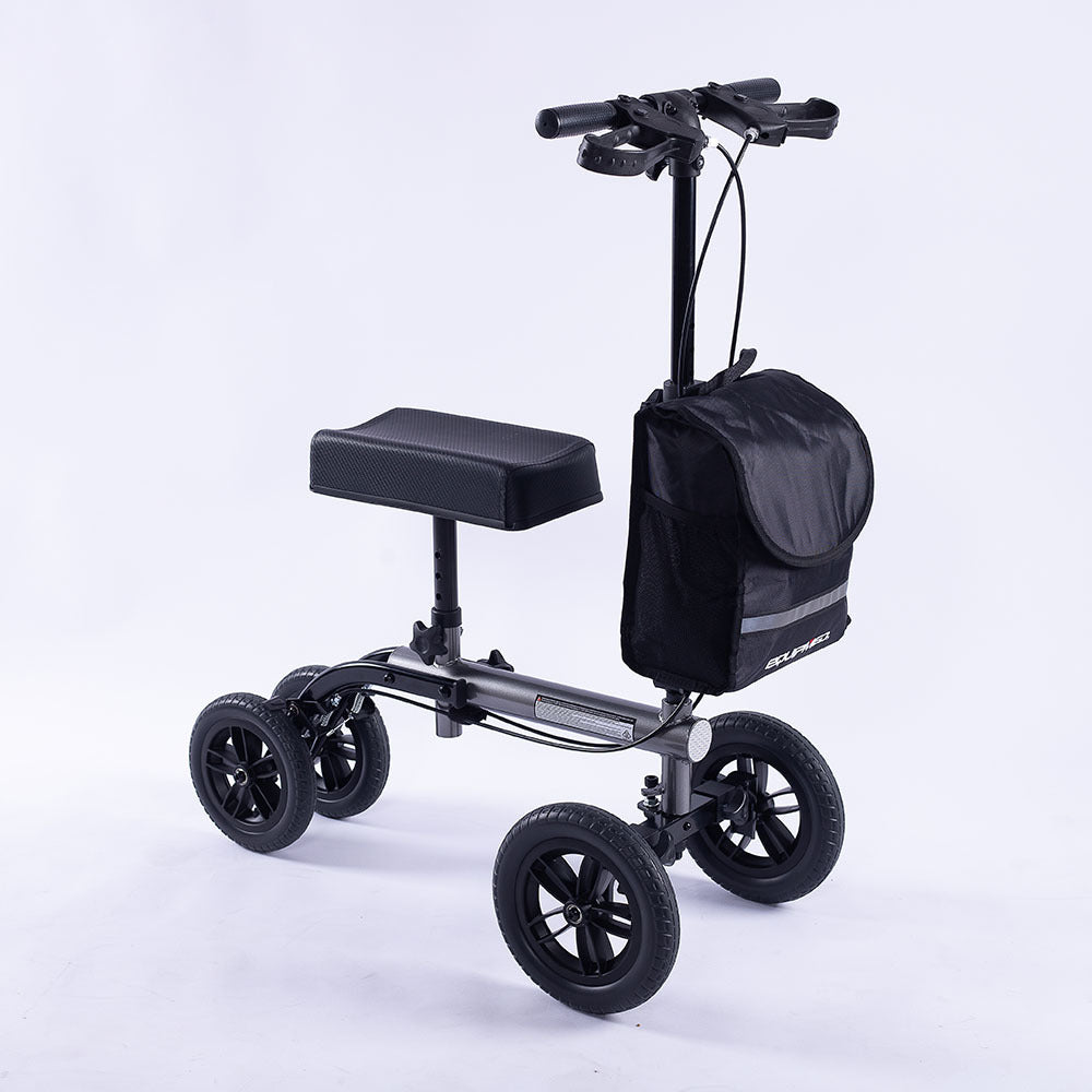 EQUIPMED Foldable Knee Walker Scooter, Bag, Dual Brakes, Titanium Style