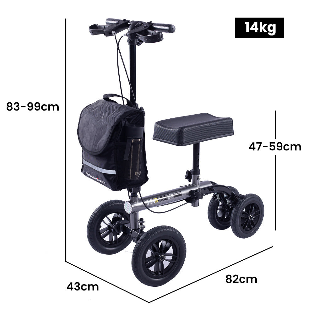 EQUIPMED Foldable Knee Walker Scooter, Bag, Dual Brakes, Titanium Style