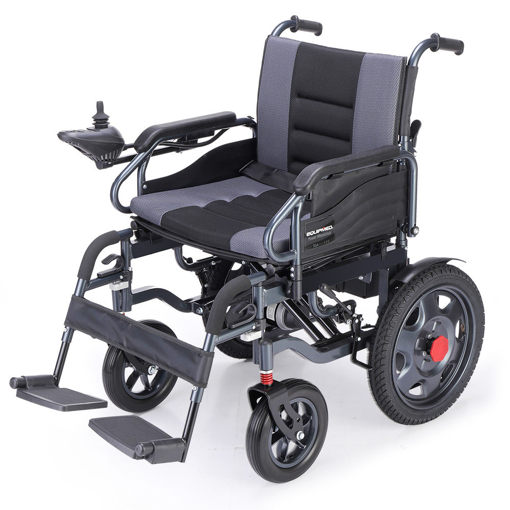 EQUIPMED Electric Wheelchair Folding Motorised Power Mobility Scooter Lightweight, Black/Grey
