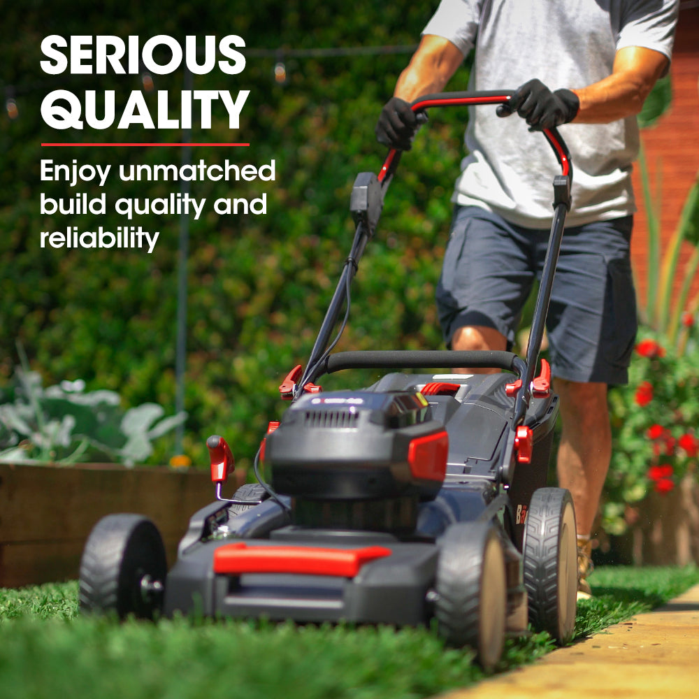 BAUMR-AG 19 Inch Electric Cordless Lawn Mower Kit Battery Powered w/ 2x 4.0Ah Lithium Batteries