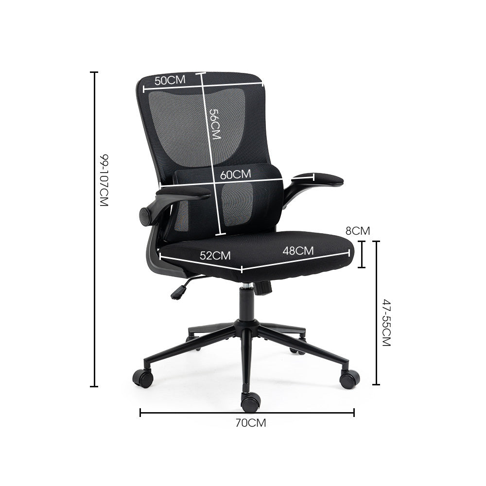 FORTIA Ergonomic Mesh Office Chair Computer Seat Adjustable Recline, Black