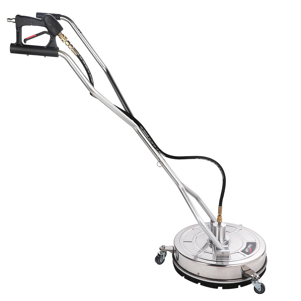 Jet-USA 21" Stainless Steel Pressure Washer Surface Cleaner with Yoke Handlebar, 3/8" Fitting, For Concrete Driveway Patio Floor