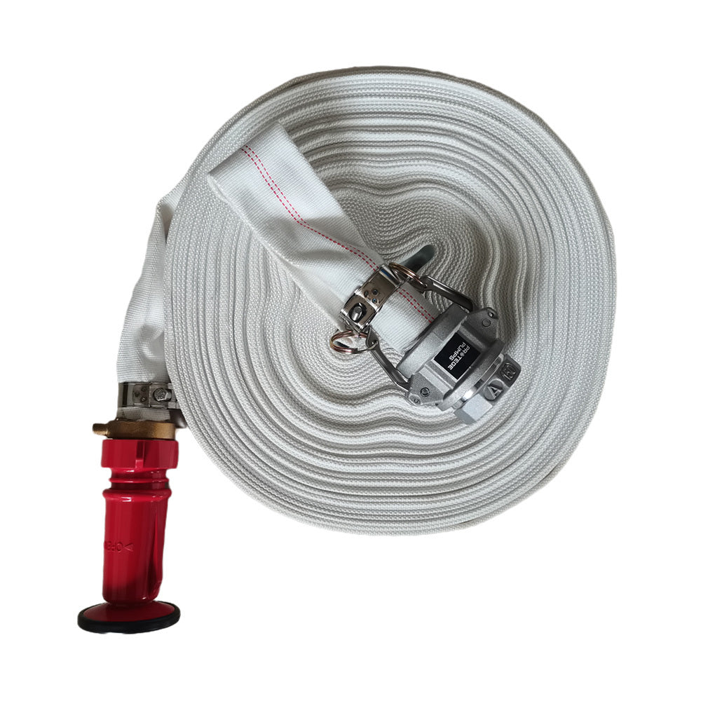 PROTEGE 20m x 38mm Canvas Lay Flat Fire Hose Kit, with Adjustable Nozzle