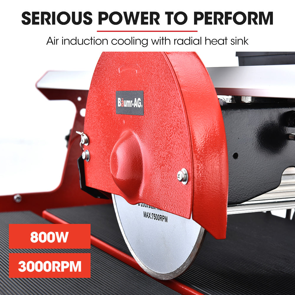 BAUMR-AG 800W Electric Tile Saw Cutter with 200mm (8") Blade, 620mm Cutting Length