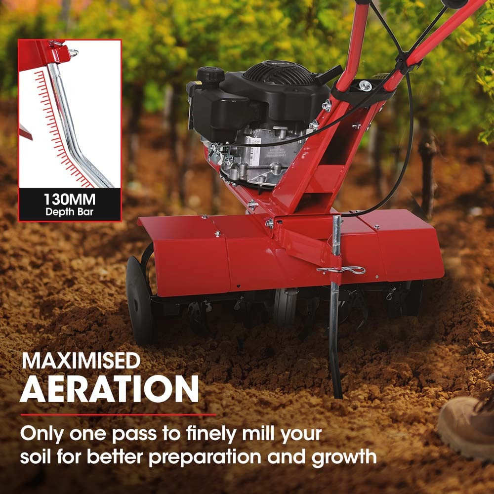 Baumr-AG 150CC Garden Tiller Cultivator Petrol Rototiller 4-Stroke Soil Power Rotary Hoe