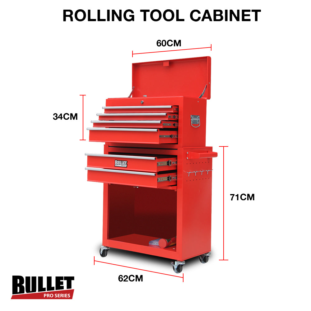 BULLET Tool Kit Chest Cabinet Box Set Storage Wheels Metal Rolling Drawers Steel Red