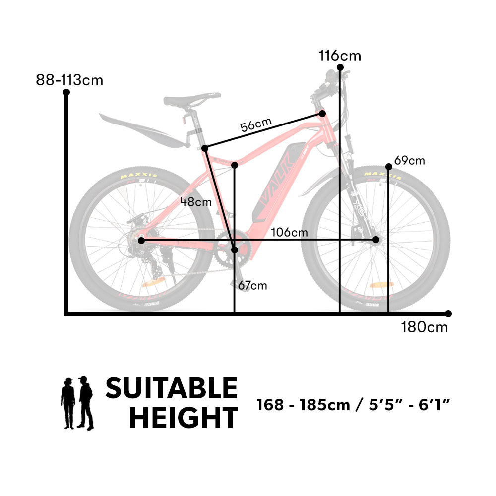 VALK Electric Bike eBike Bicycle Motorized Mountain Battery eMTB 36V 250W 27.5Inch