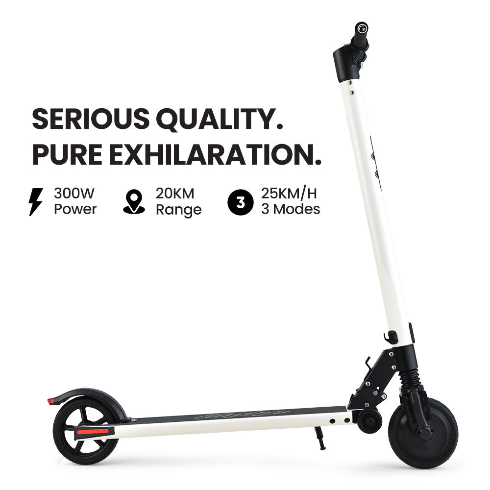 ALPHA Peak Electric Scooter 300W Power Up to 25km/h Adult Teens E-Scooter Easy Fold, White