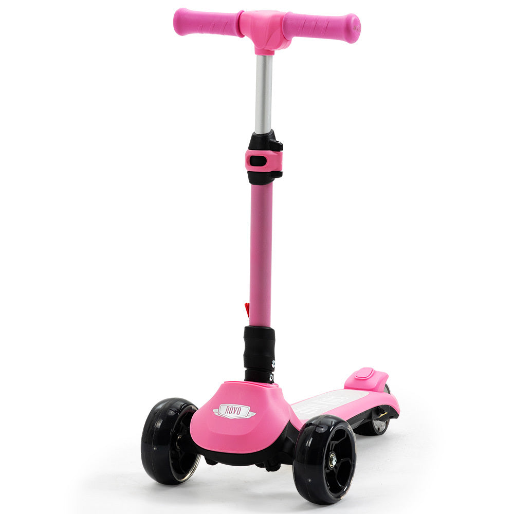 ROVO KIDS 3-Wheel Electric Scooter, Ages 3-8, Adjustable Height, Folding, Lithium Battery, Pink