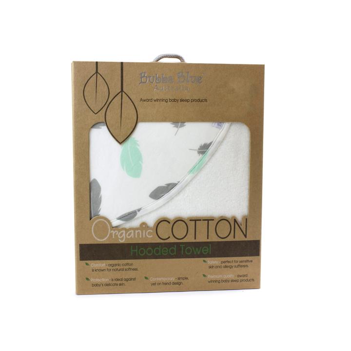 Bubba Blue Feathers Organic Cotton Hooded Towel 104871