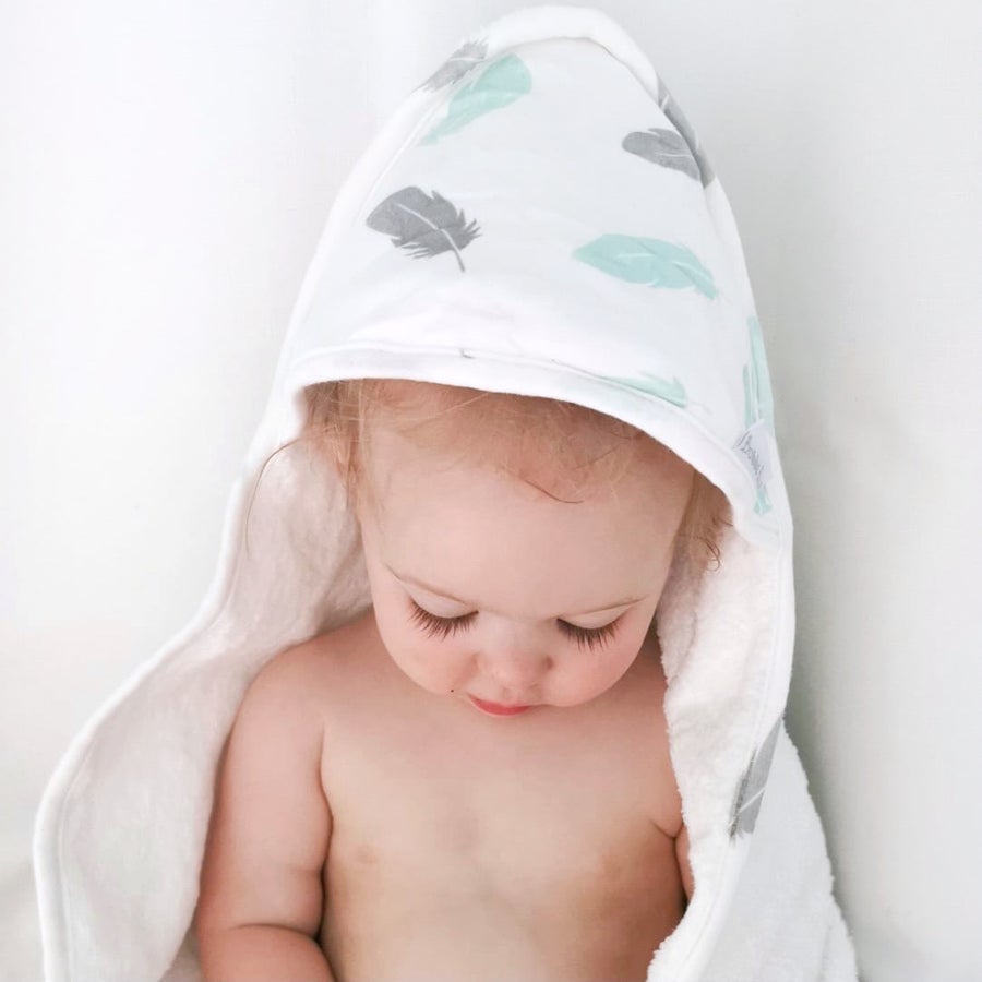 Bubba Blue Feathers Organic Cotton Hooded Towel 104871