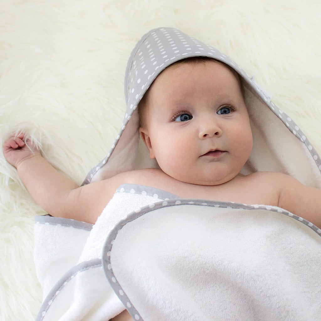 Bubba Blue Grey Polka Dots Hooded Towel