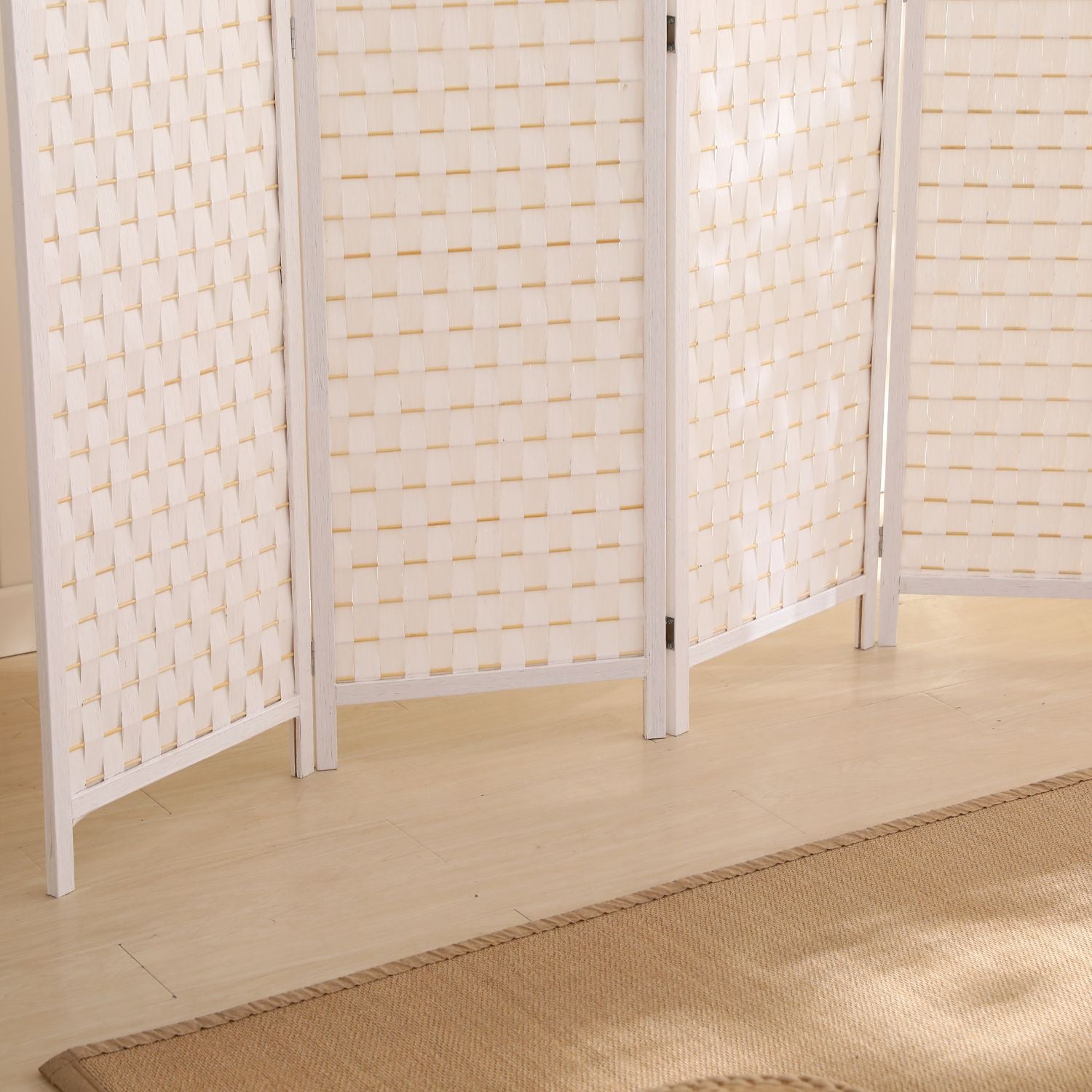 EKKIO 4-Panel Pine Wood Room Divider (White) EK-RD-101-SD