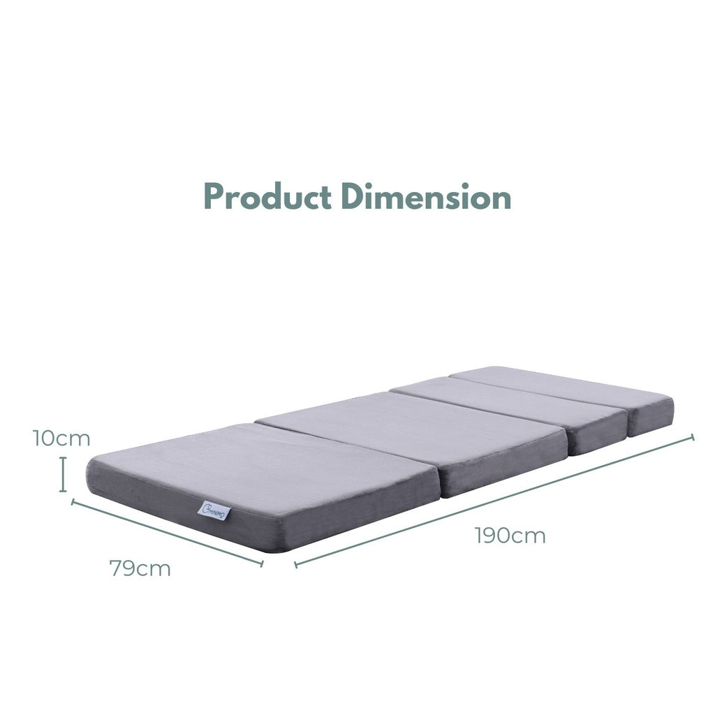 GOMINIMO 4 Fold Memory Foam Folding Mattress Dark Grey Velvet GO-FM-104-EON