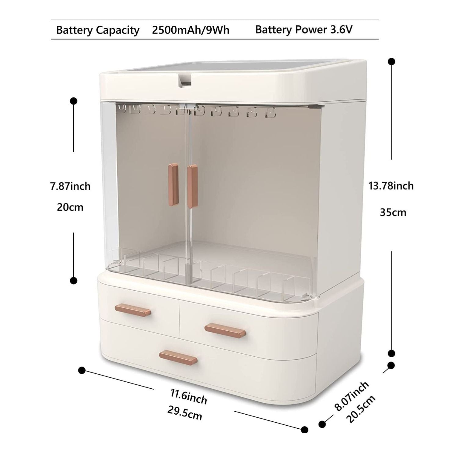 GOMINIMO LED Makeup Organizer with LED Makeup Mirror (White) GO-MO-100-AJ