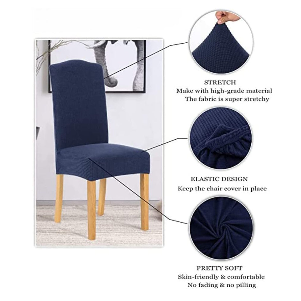 GOMINIMO 6pcs Dining Chair Slipcovers/ Protective Covers (Navy Blue) GO-DCS-107-RDT