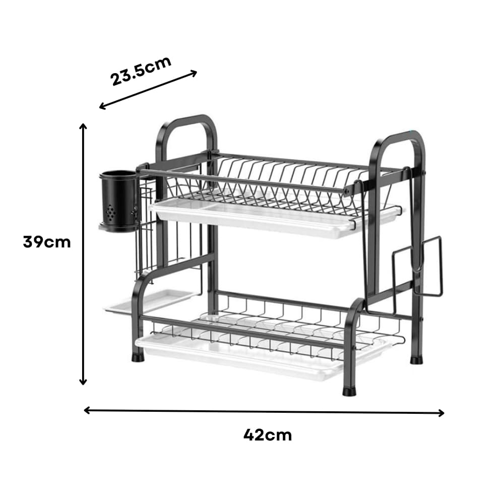 GOMINIMO 2-Tier Dish Rack with Utensil Holder GO-DR-101-HZ