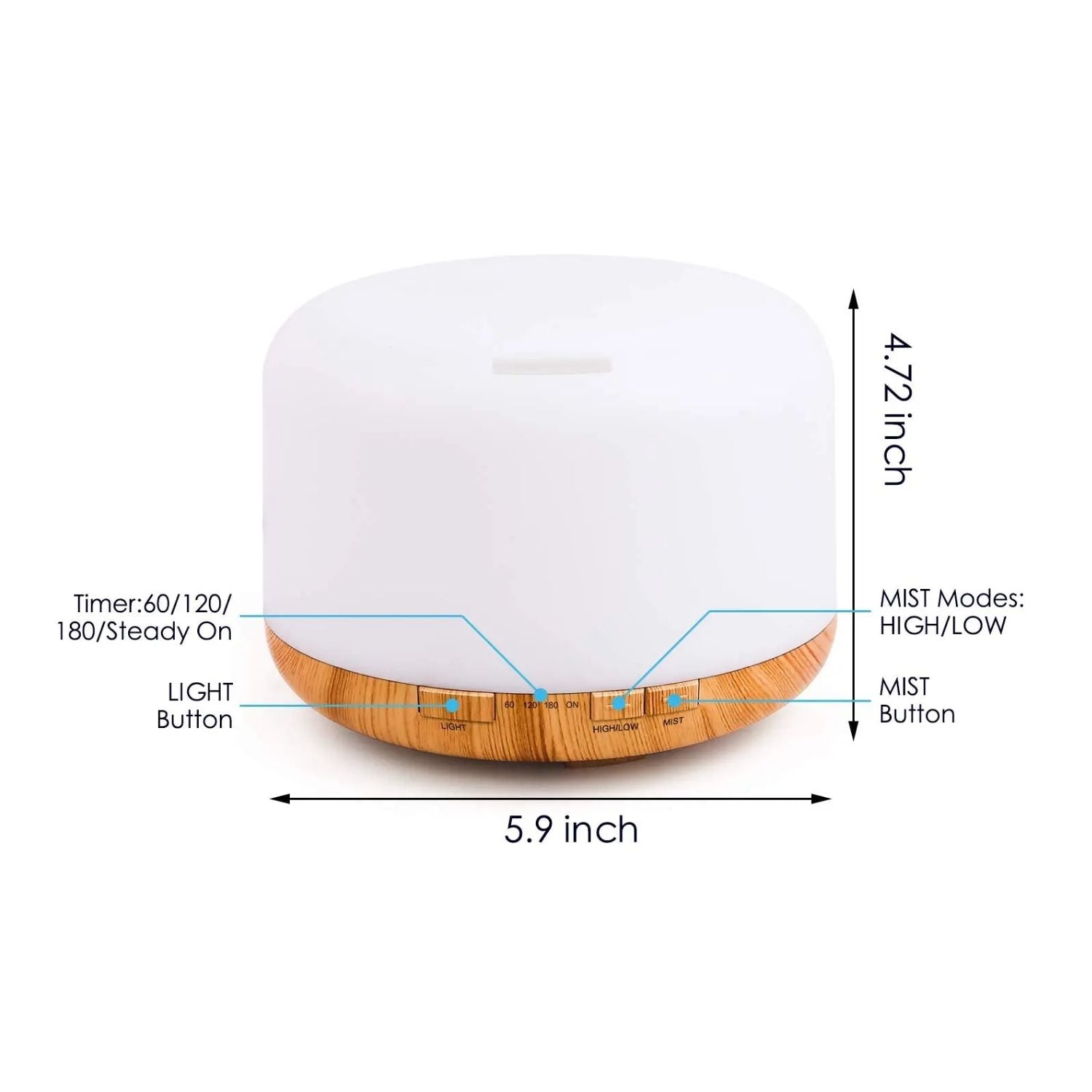 GOMINIMO 5 in1 LED Aromatherapy Essential Oil Diffuser 500ml (Wood Base)