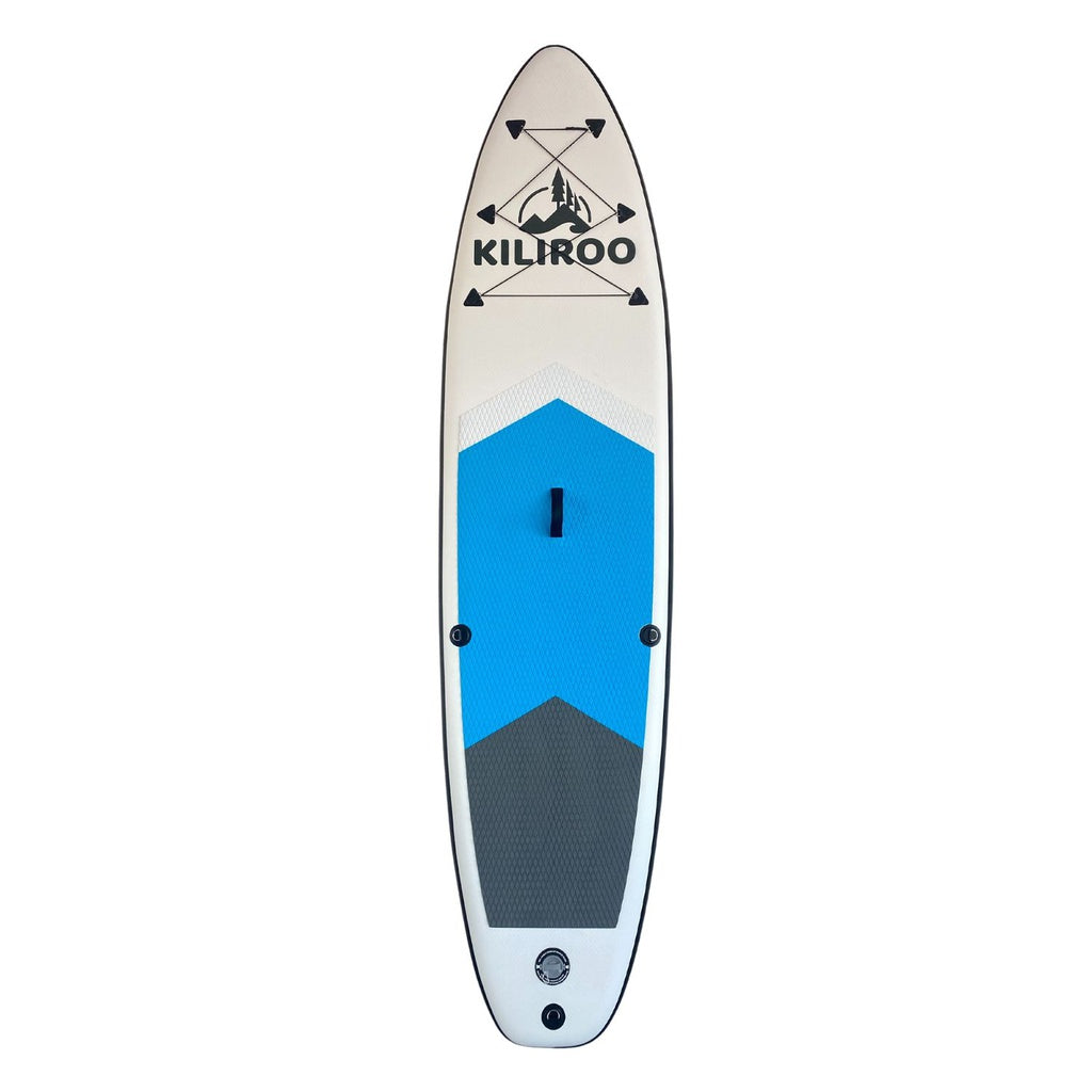 KILIROO Inflatable Stand Up Paddle Board Balanced SUP Portable Ultralight, 10.5 x 2.5 x 0.5 ft, with EVA Anti-Slip Pad Blue & Dark Grey