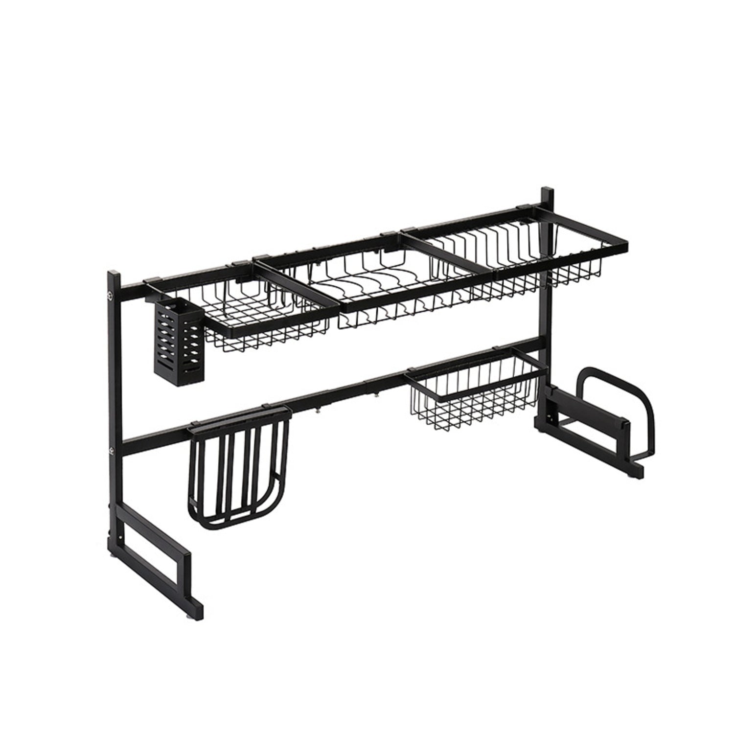 GOMINIMO Dish Drying Rack Over Sinks Adjustable 85-105cm (Black) GO-DDR-100-JD