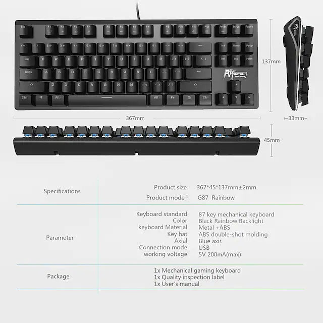 Royal Kludge RKG87 Dual Mode Mechanical Keyboard Black (Red Switch)