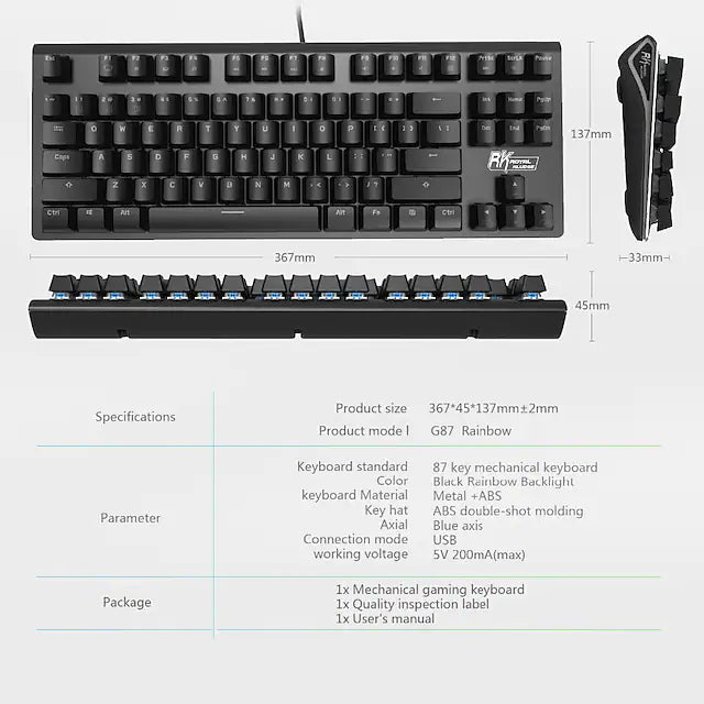 Royal Kludge RKG87 Dual Mode Mechanical Keyboard Black (Brown Switch)