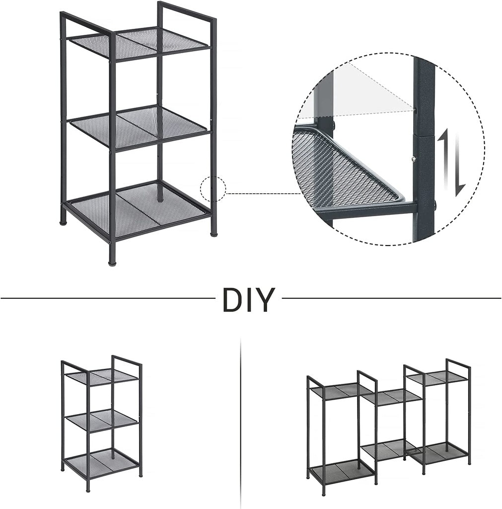 SONGMICS Bathroom Shelf 3-Tier Storage Rack with Adjustable Shelf Black BSC33BK