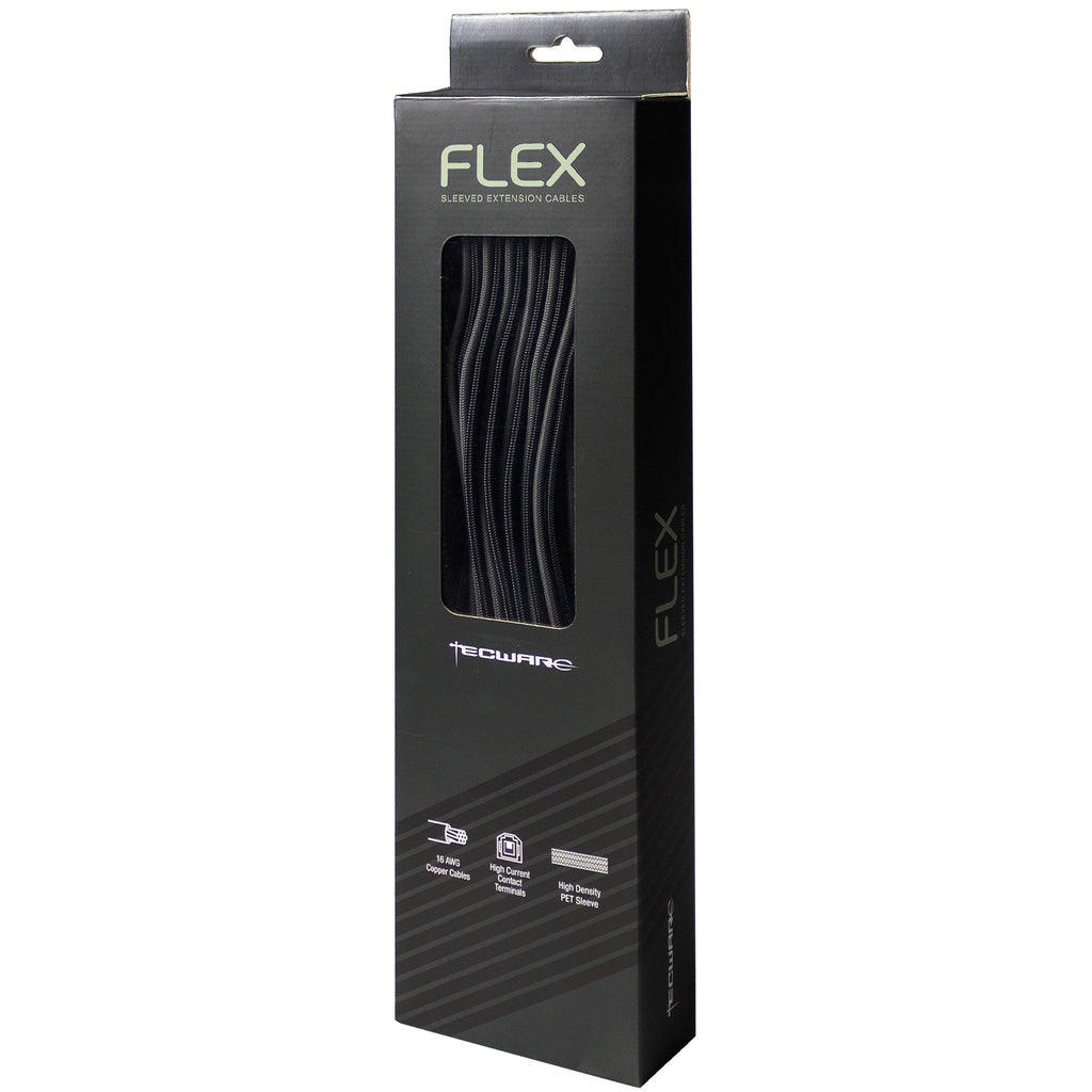 Tecware Flex Sleeved Extension Cables Set (Black/Grey) TWAC-FLEXBKGR