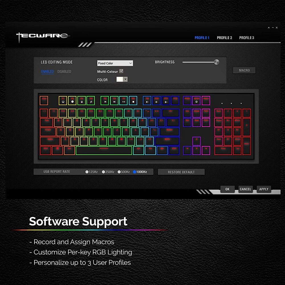Tecware Phantom RGB TKL Mechanical Keyboard Red Switch TWKB-P87ZORD