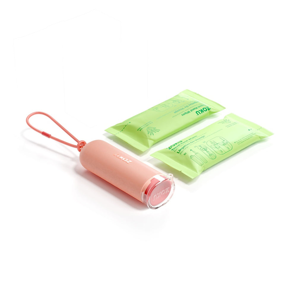 Zoku Travel Hand Wipes Dispenser Kit Peach ZK315 PE