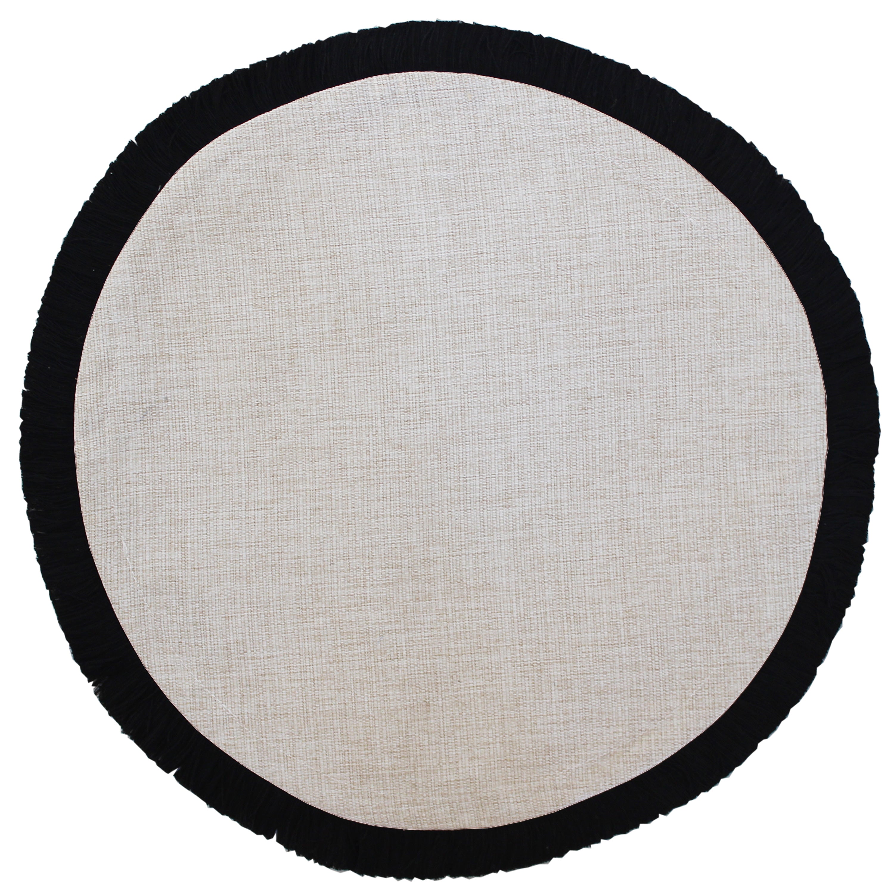 Round Placemat-Solid Natural Black Fringe-40cm