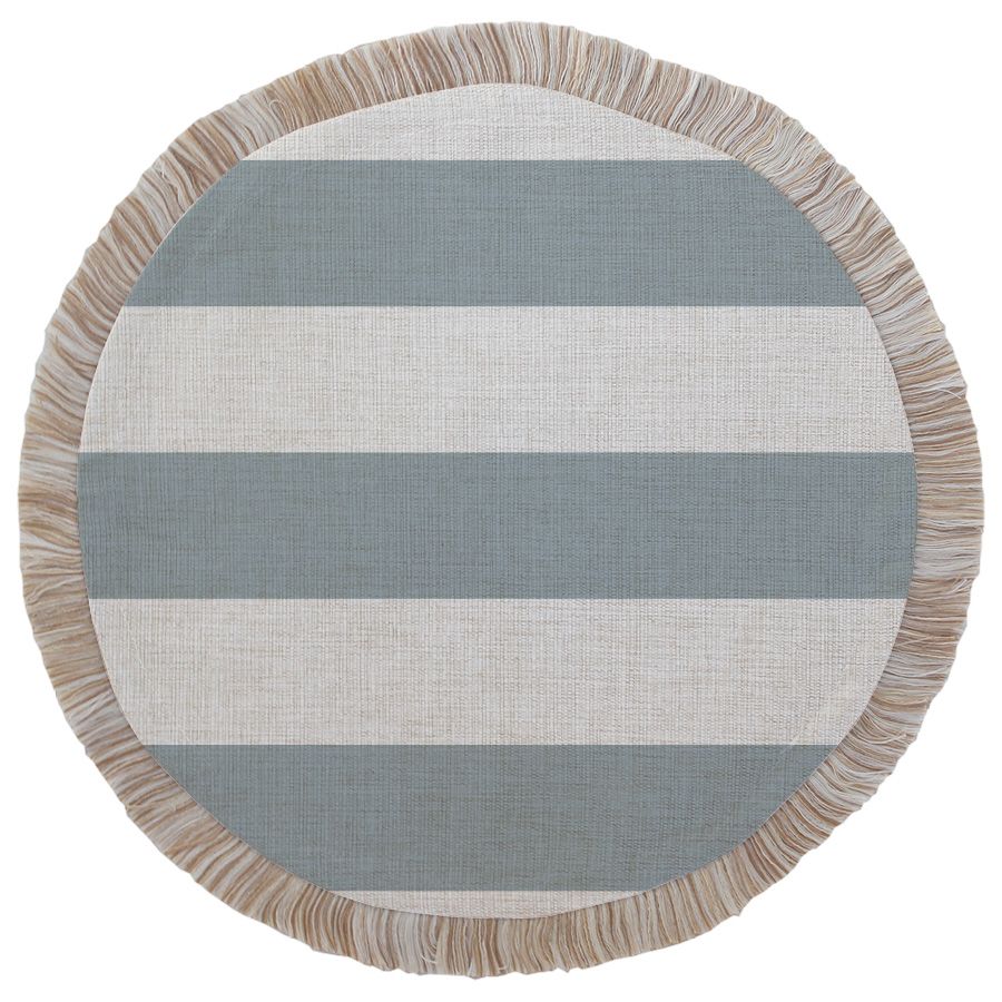 Round Placemat-Coastal Fringe-Deck Stripe-Smoke-40cm