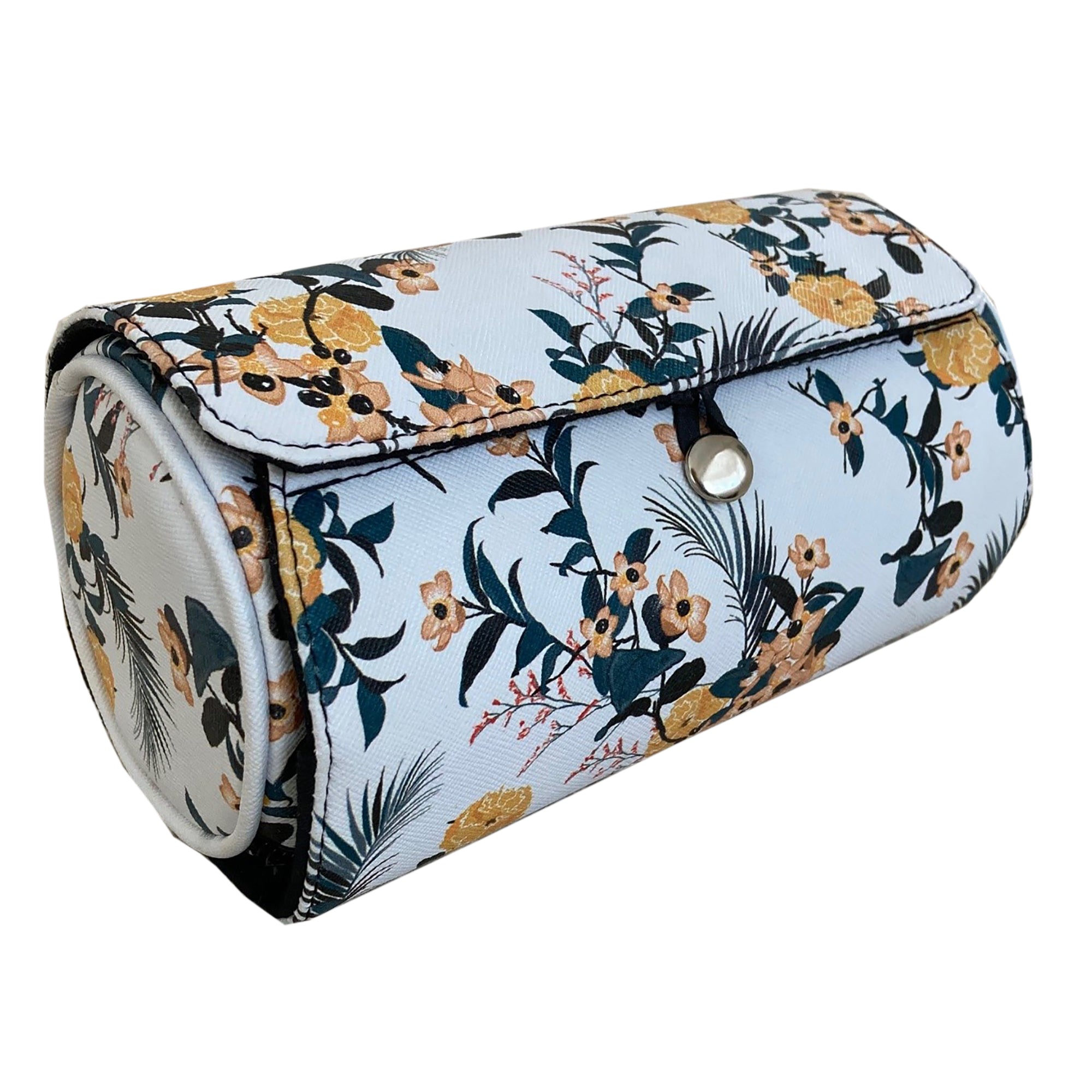 Large Roll Cosmetic Bag-Yellow Flowers