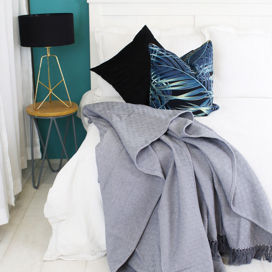 Throw Blanket-Boho Charcoal-150cm x 250cm