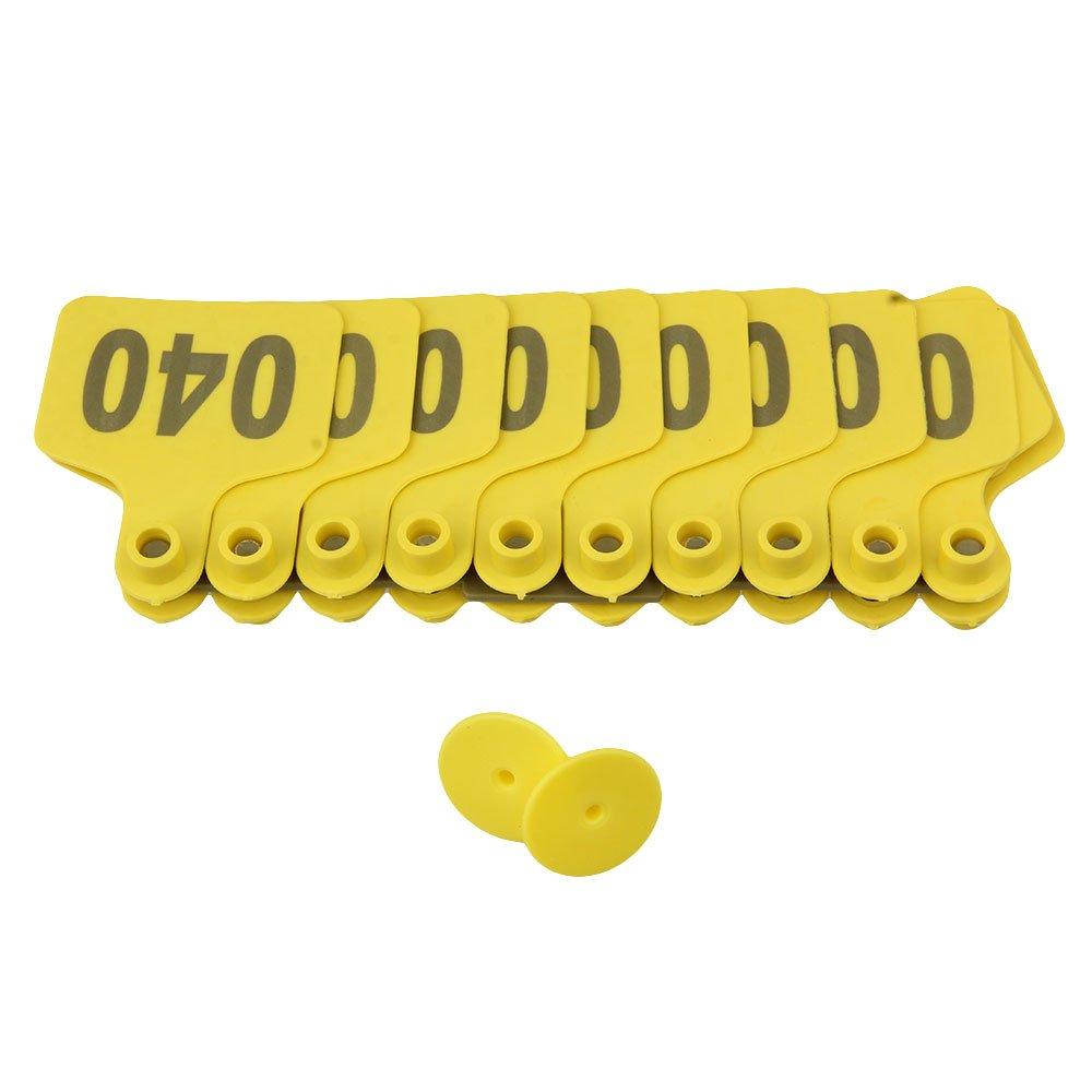 1-100 Cattle Number Ear Tag 6x7cm Set -Medium Yellow Cow Sheep Livestock Label