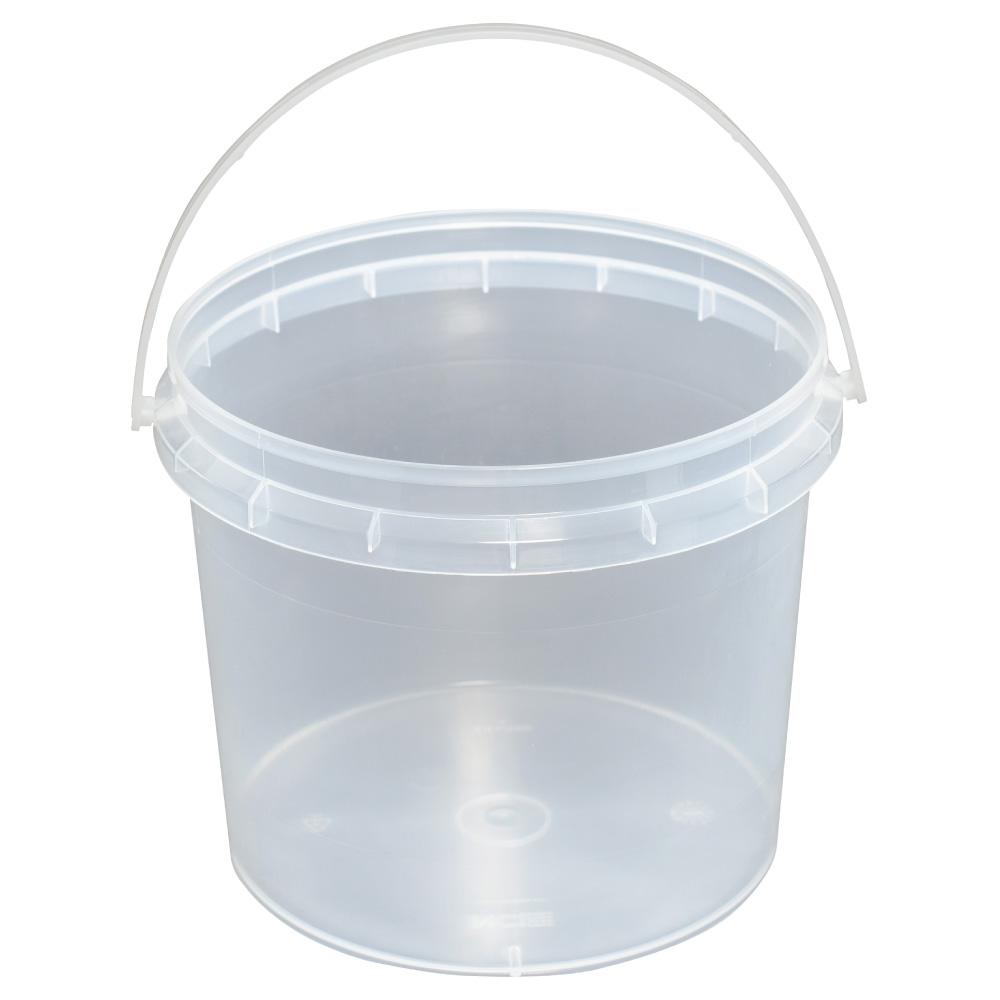 Bulk 10x 1.2L Plastic Buckets + Lids - Empty Clear With Handle Food Grade Pail