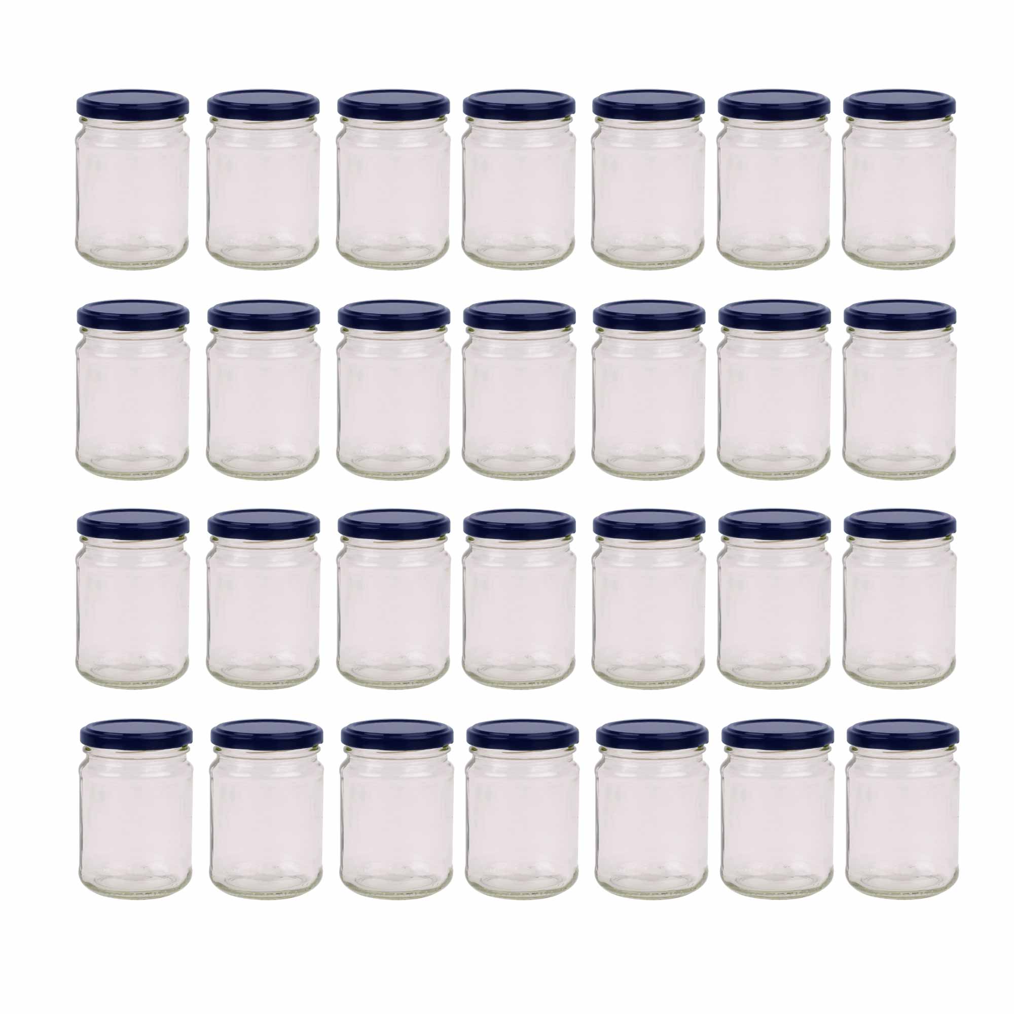 28x 250ml Flint Glass Jars +  Twist Lids - Round Food Storage Small Spices