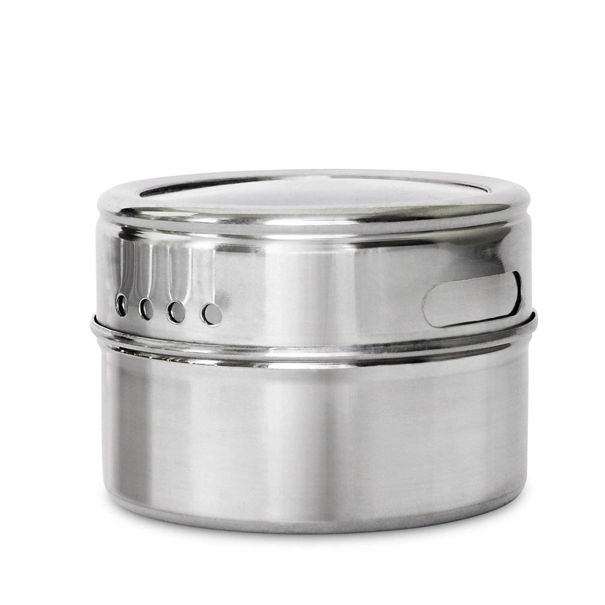 9 Magnetic Spice Jar Tins and Steel Rack - 150g Seasoning Storage Containers