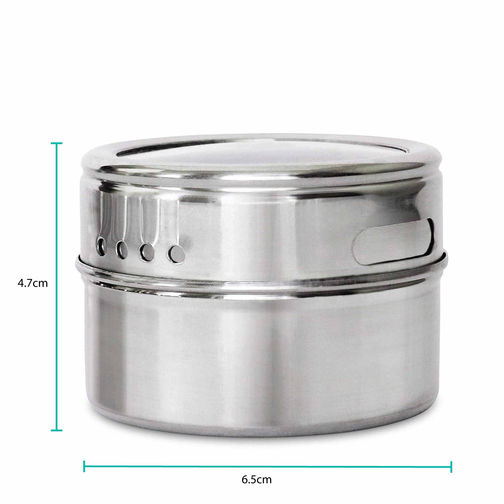 9 Magnetic Spice Jar Tins and Steel Rack - 150g Seasoning Storage Containers