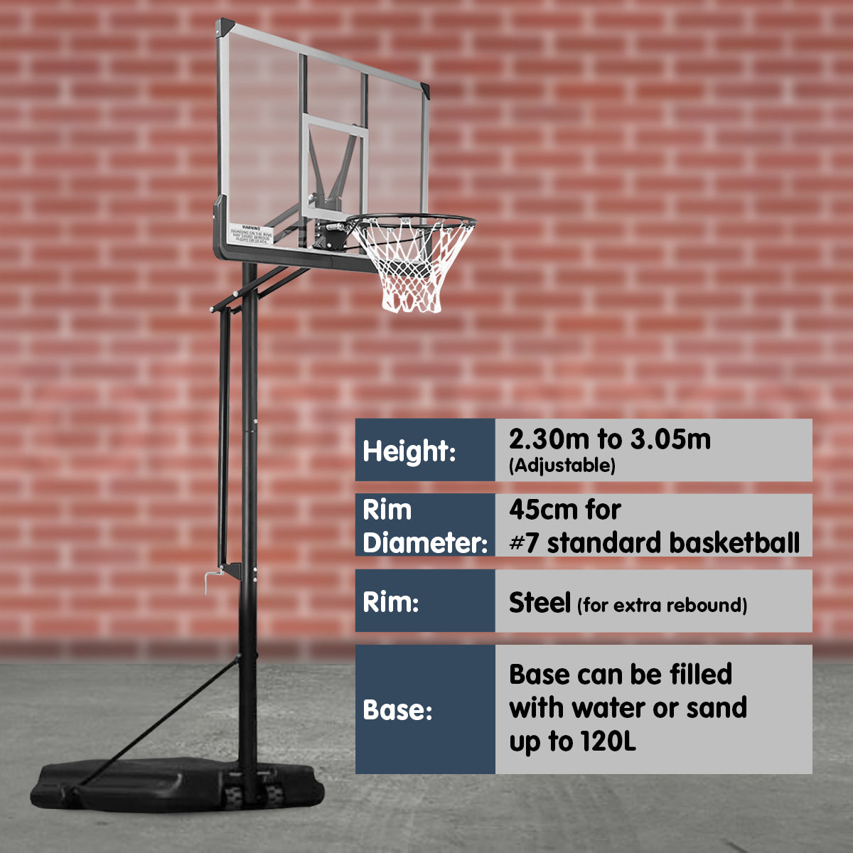 Kahuna Height-Adjustable Basketball Portable Hoop for Kids and Adults