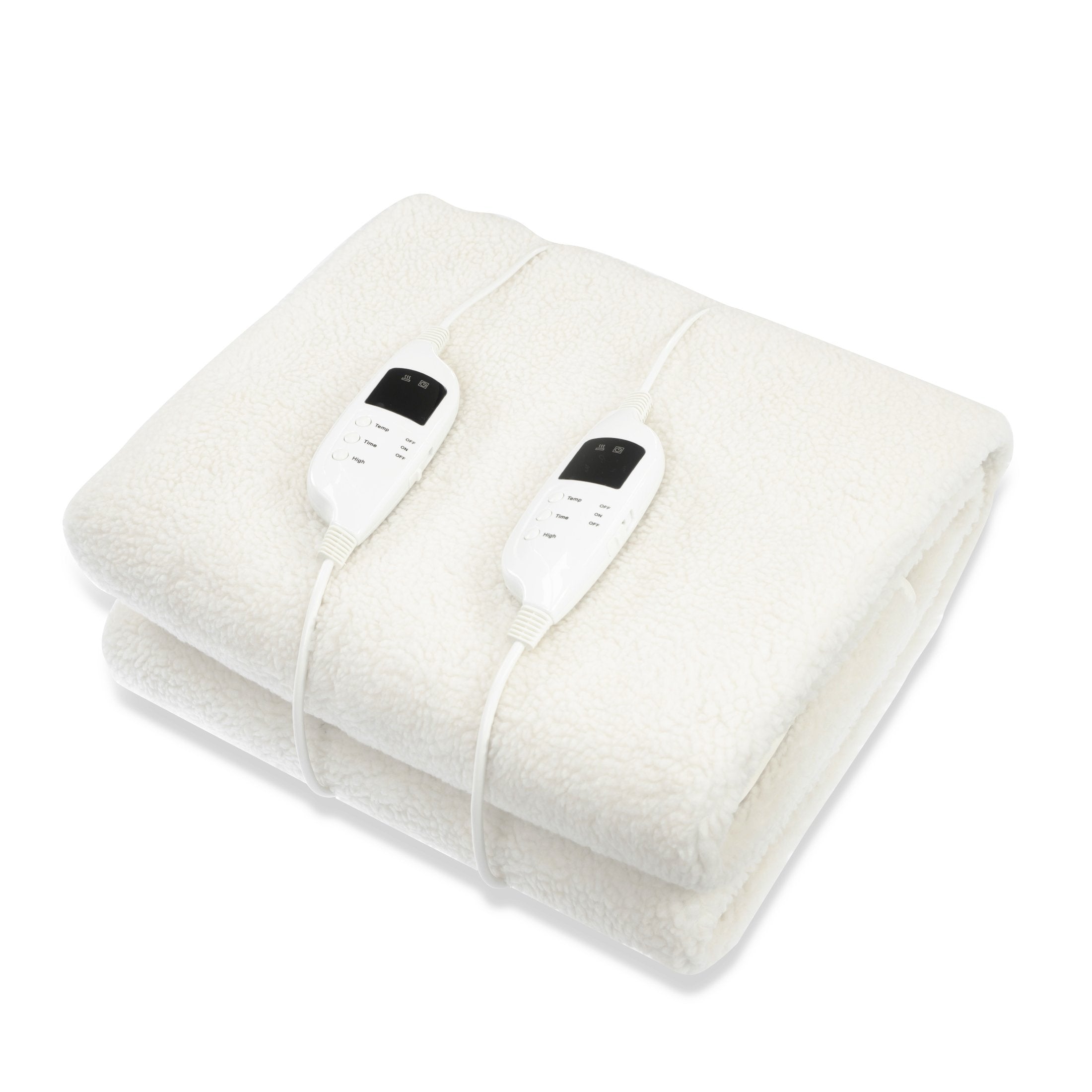 Laura Hill Heated Electric Blanket Double Size Fitted Fleece Underlay Winter Throw - White