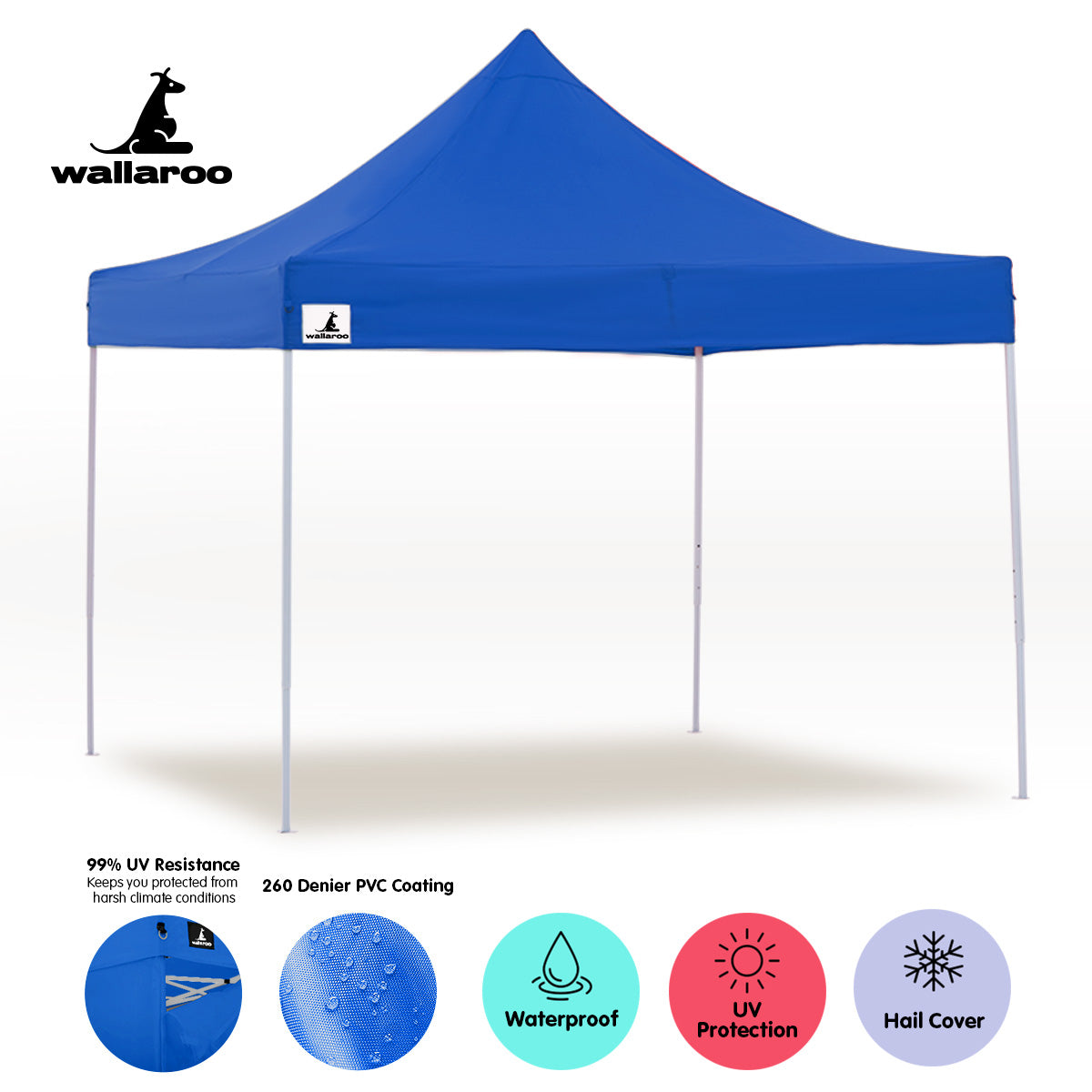 Wallaroo Gazebo Tent Marquee 3x3 PopUp Outdoor- Blue