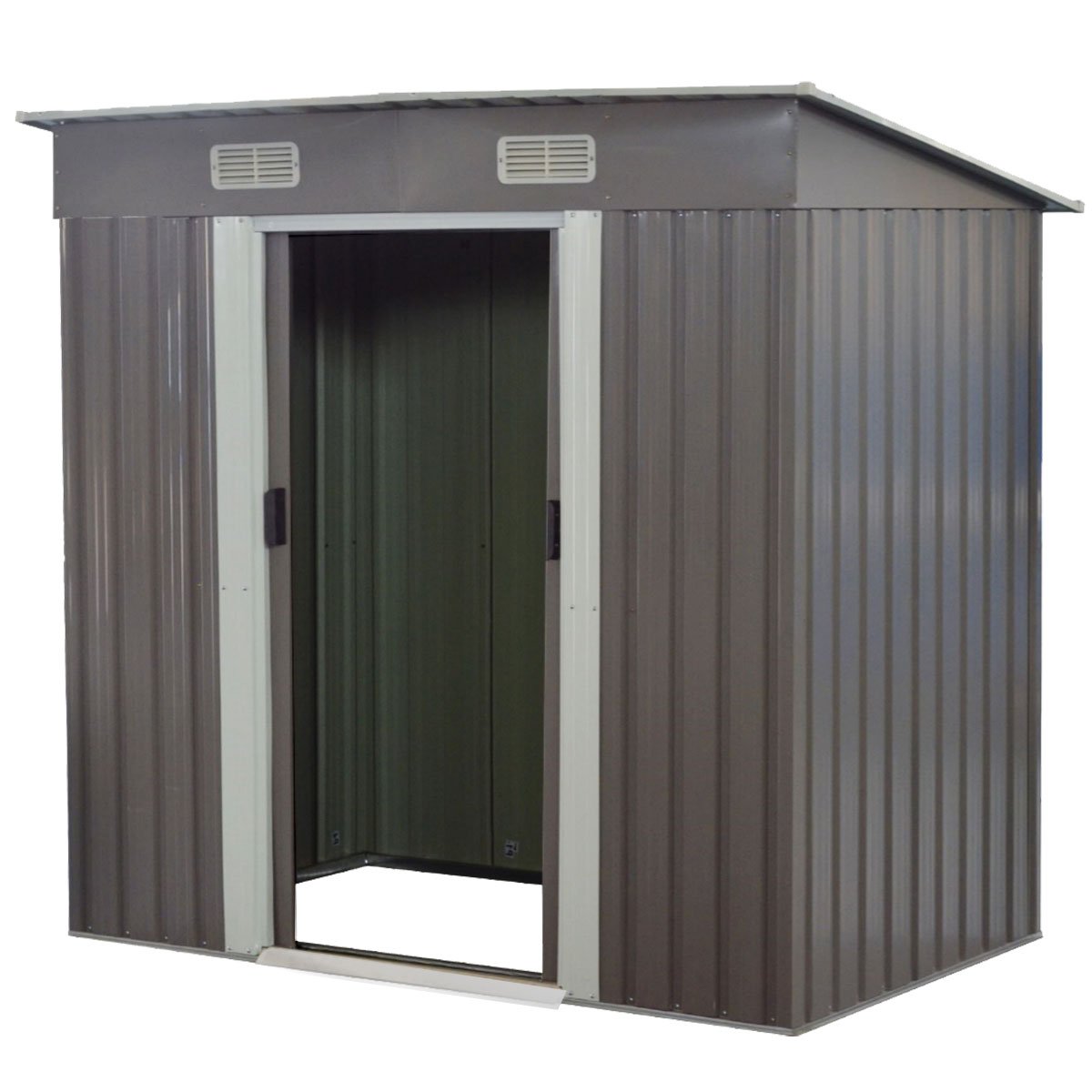 Wallaroo 4ft x 8ft Garden Shed with Base Flat Roof Outdoor Storage - Grey