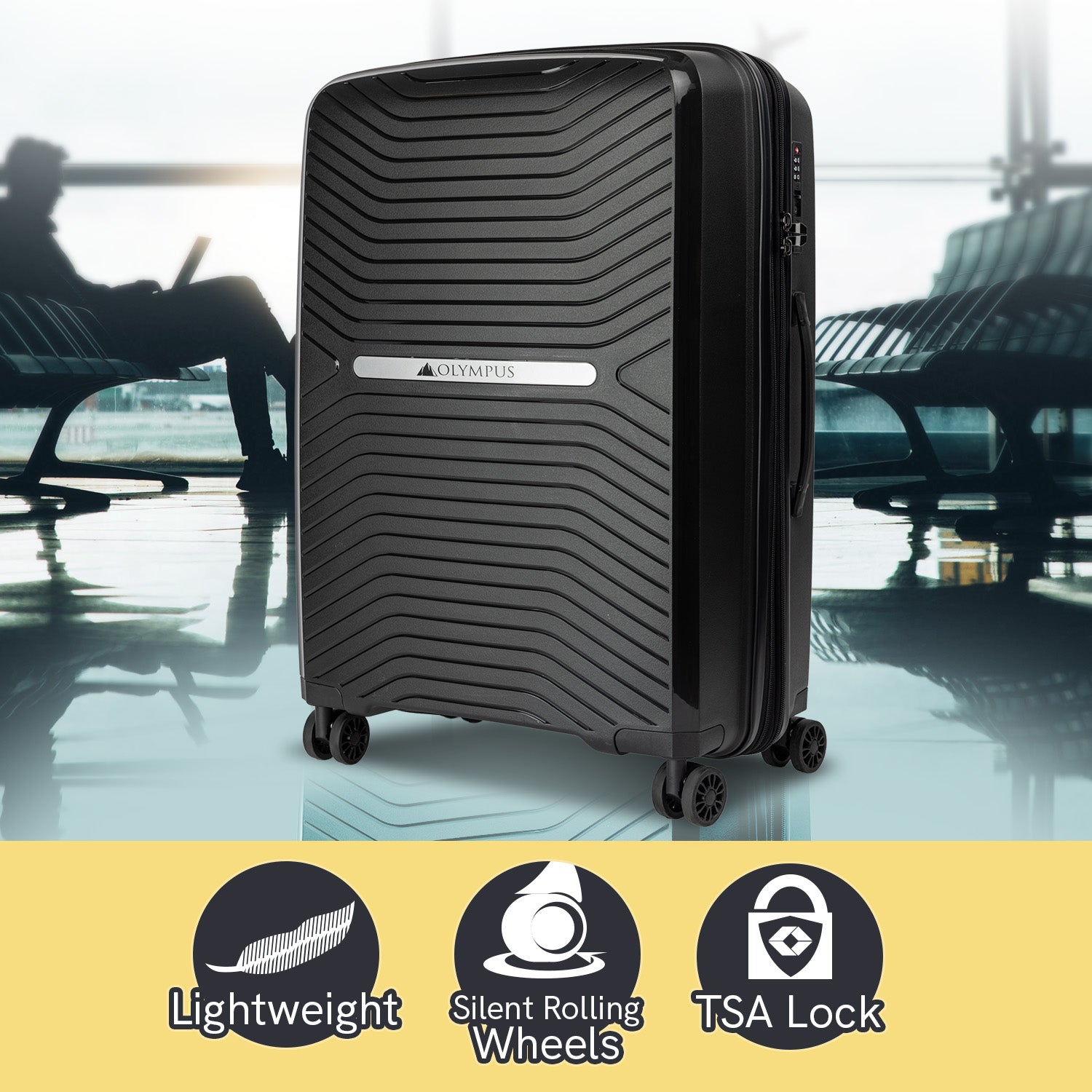 Olympus  Astra 20in Hard Shell Suitcase - Obsidian Black