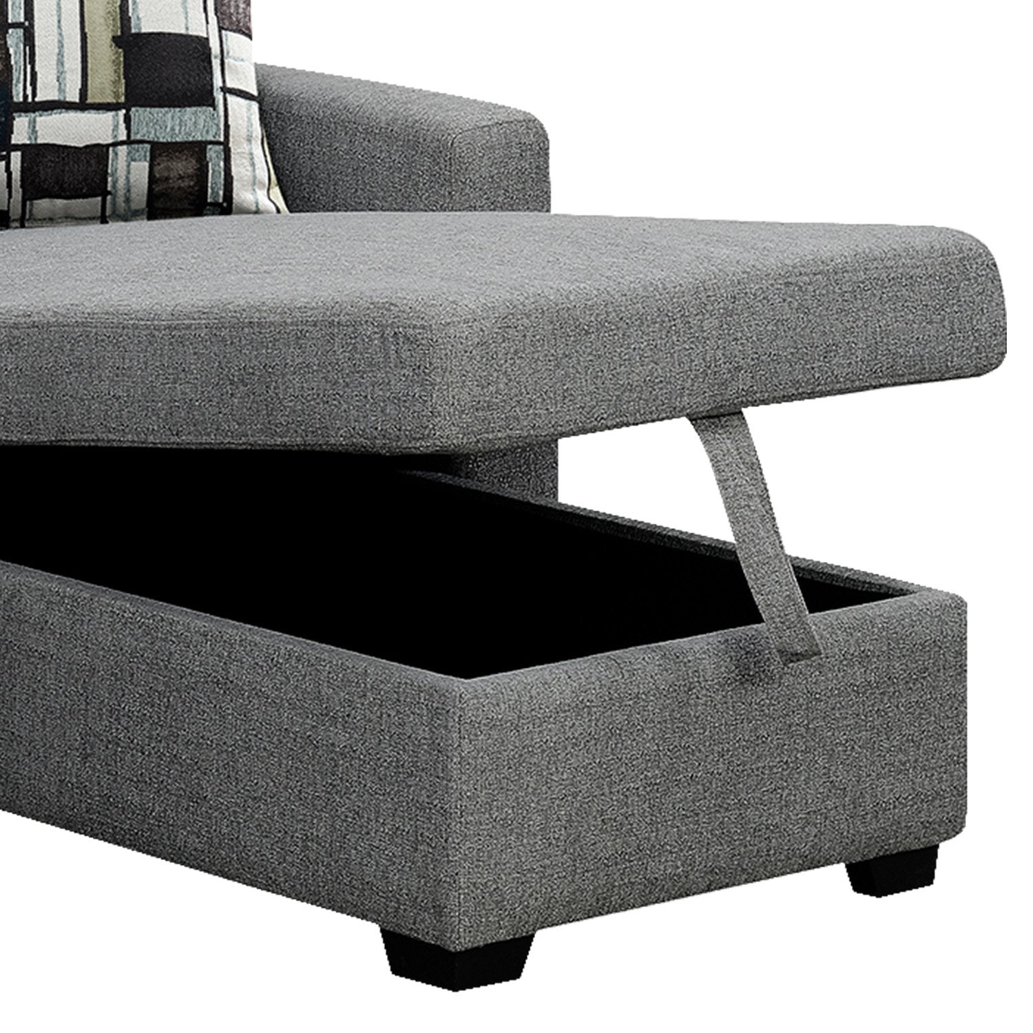 Sarantino Fontana Pullout Sofa Bed with Storage Chaise Lounge - Grey