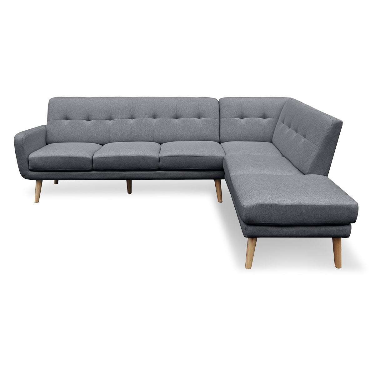 Sarantino Faux Linen Corner Sofa Lounge L-shaped with Chaise Dark Grey